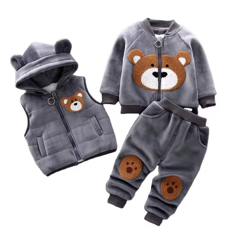 3 Pcs Toddler winter clothing set with bear theme