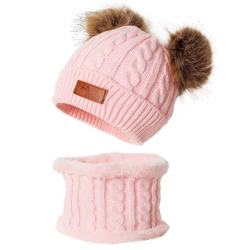 Warm Knitted Beanie Cap and Scarf Set With Cute Ears for Toddler- Unisex