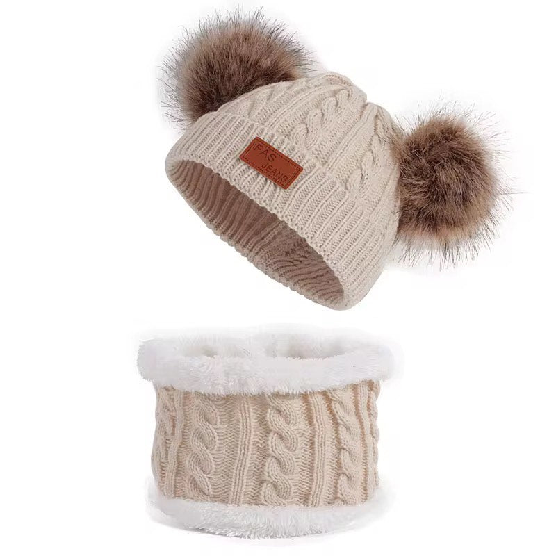 Warm Knitted Beanie Cap and Scarf Set With Cute Ears for Toddler- Unisex