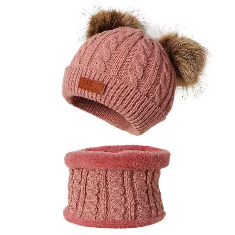 Warm Knitted Beanie Cap and Scarf Set With Cute Ears for Toddler- Unisex